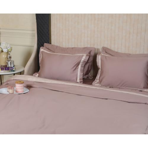 Etonner Audley Bold Border Taupe Double Bed Sheet