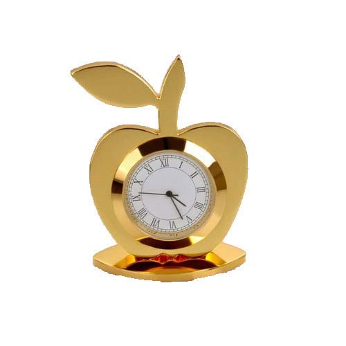 Msa Jewels Gold Plated Table Clock and Pen Holder with Red Velvet Box -Ideal Gift for Loved Ones