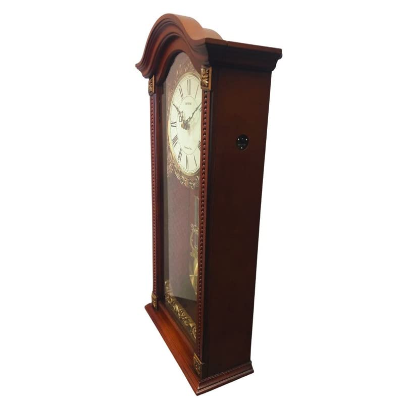 RHYTHM Japan Volume Control Pendulum Sip Wooden Case Analog Wall Clock (Brown, 28.5X59.0X12.0Cm)