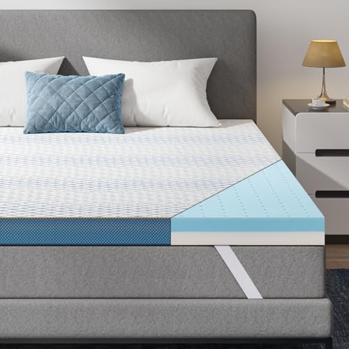 3 Inch Mattress Topper Twin XL with Blue Cover