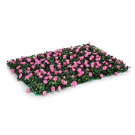 SUPER GELINGEN Plastic Nature'S Tapestry: Lush Artificial Garden Wall Mats With Leaves And Flowers For Vertical Décor And Garden Enhancement (Pink)