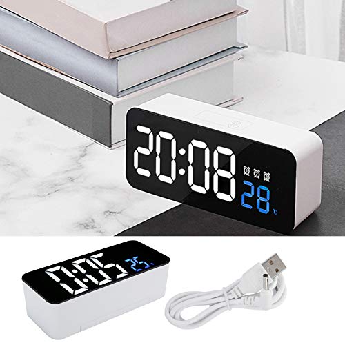 Bedside Clock, Automatic 3‑Speed Light‑Sensing Digital Clock, Smart Multifunctional Desk for Kids Bedroom Heavy Sleepers Bedside