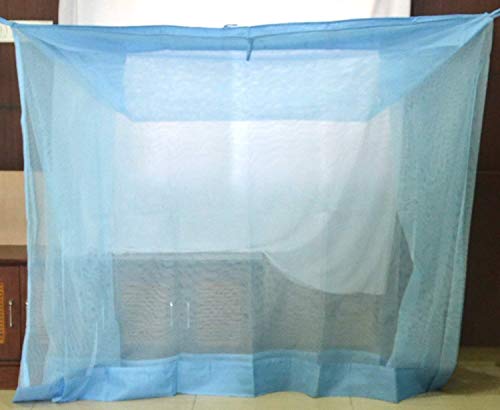 DIVAYANSHI Polycotton Mosquito net for Bed (Blue, 7 x 7 ft), 7x7 ft (F3-VWUX-657F)