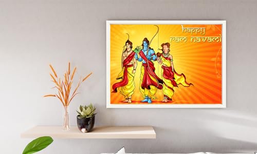 VERRE ART Printed Framed Canvas Painting for Home Decor Office Wall Studio Wall Living Room Decoration (14x10inch White Floater) - Ramnavami 10