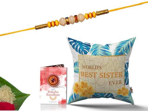 Pillow Rakhi for Brother with Gift - Rakhi with Rakhi Cushion with Filler Greeting Card- Rakhi for Brother, Gifts for Brother, Gifts for Rakhi, Gifts for Rakshabandhan Rakhi Gifts-CH-SIS-14-PA