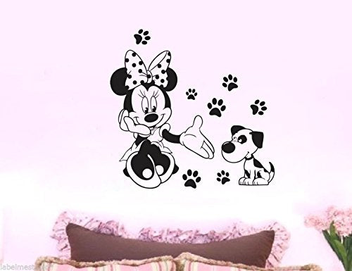 Minnie with Friend Self Adhesive VinylWaterproof Decorative Wall Stickers for Hall, Bedroom, Kitchen and Furniture