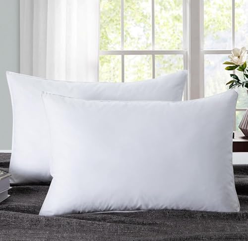 Jewear 50% Goose Down 50% Feather Luxury Cotton White Pillow Set of 2 Piece (17 X 27)