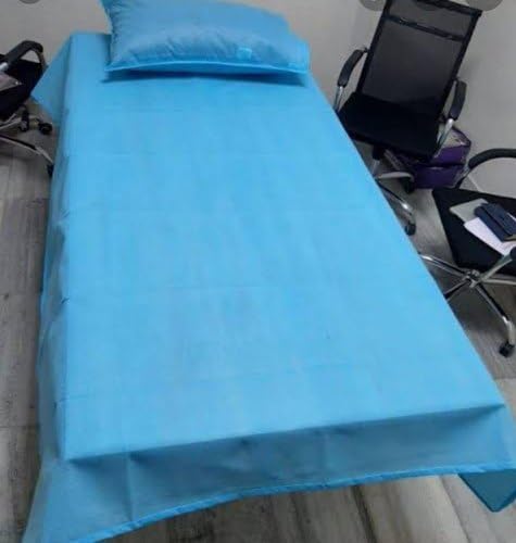 Disposable Non-Woven Bed Sheet for Hospital, Hotel, Spa and Beauty Parlor Blue (60 X 100 INCH, 25)