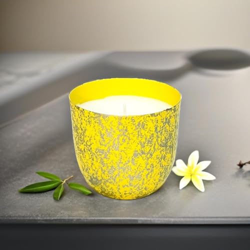 Akaar Decor Range of Metallic Glow Scented Candles | 100% Soy Wax | 160 Grams | Handcrafted | Ylang Ylang (Yellow) | Oudh (Black) | Premium Metallic Jar Candle (Ylang Ylang Yellow Jar)