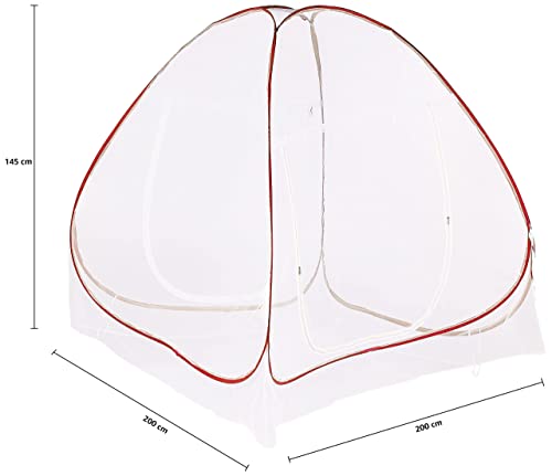 Amazon Brand - Solimo Mosquito Net, Double Bed (King Size, 24-30 GSM, Foldable, Highly Durable) - Red