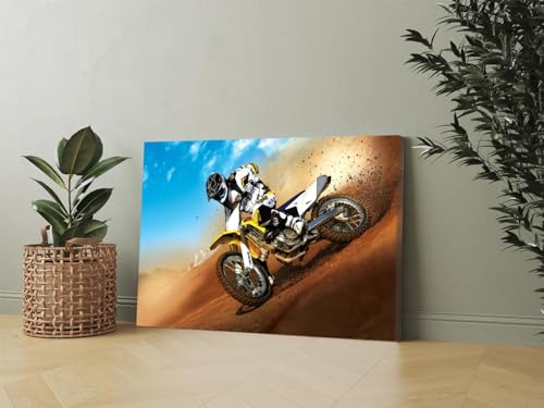 GADGETS WRAP Canvas Gallery Wrap Framed for Home Office Studio Living Room Decoration (17x11inch) - Dirt Bike