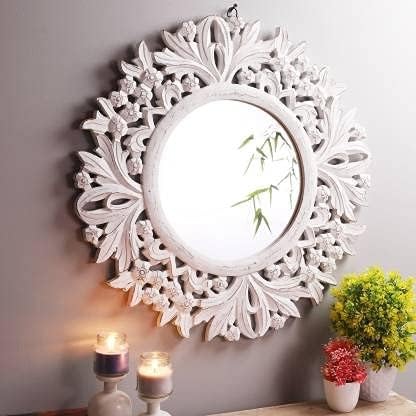 VAS Collection Home Wall Mirror, Wood Carving Mirror Frame for Living Room and Bedroom