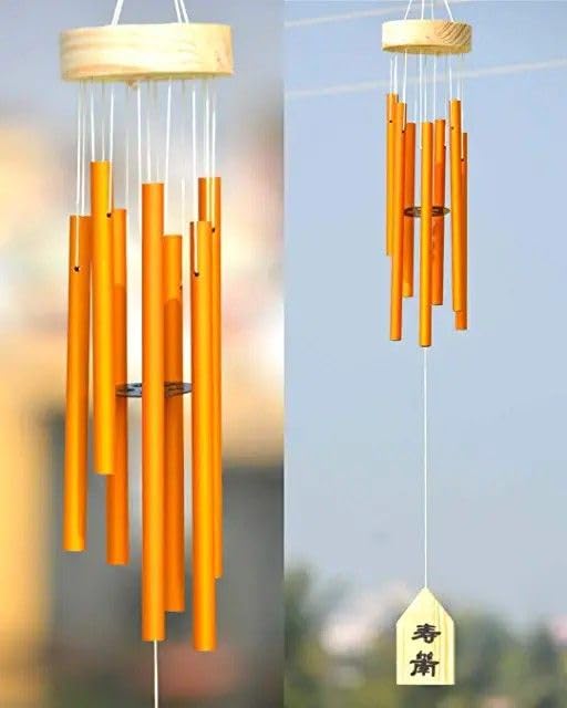 Trishakti Made up of 6 Pipe Wind Bells Chimes for Decorate Item with Sweet Sound for Positive Energy 30 Inches (Yellow)