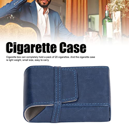 PU Leather Cigarette Box, Cigarette Holder Universal Fine Workmanship 20 Capacity Portable for Home (Blue)