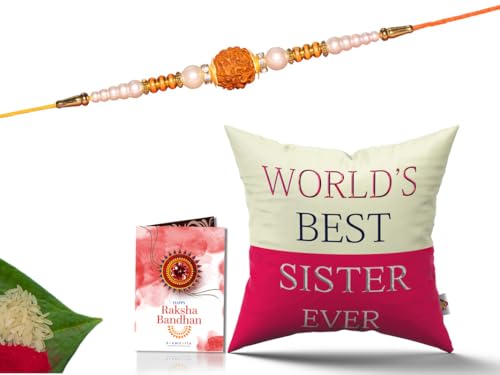 Pillow Rakhi for Brother with Gift - Rakhi with Rakhi Cushion with Filler Greeting Card- Rakhi for Brother, Gifts for Brother, Gifts for Rakhi, Gifts for Rakshabandhan Rakhi Gifts-CH-SIS-31-PB