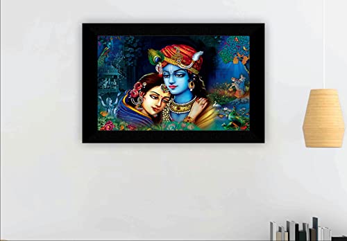 SAF paintings Pack of 1 Radha krishna religious modern art wall painting with framed for living room 11 inch x 14 inch CANFM31269