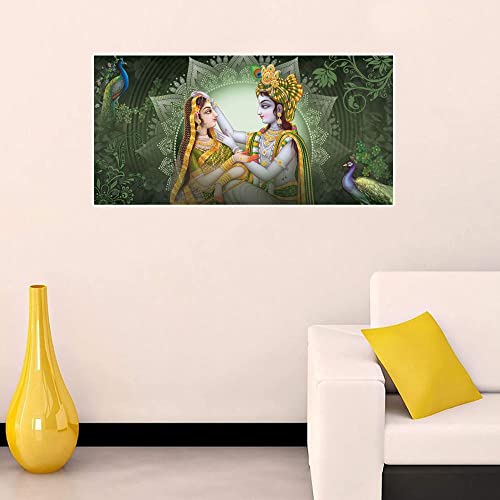 Asmi Collections God Radha Krishna Peacock Self Adhesive Vinyl Wall Sticker (40x80 Cm)