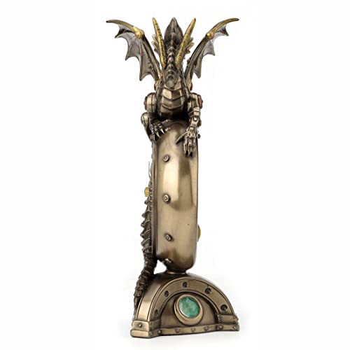 Resin Table Clocks Steampunk Dragon Bronze Finish Table Clock with Moving Clockworks 4.75 X 9 X 3 Inches Bronze