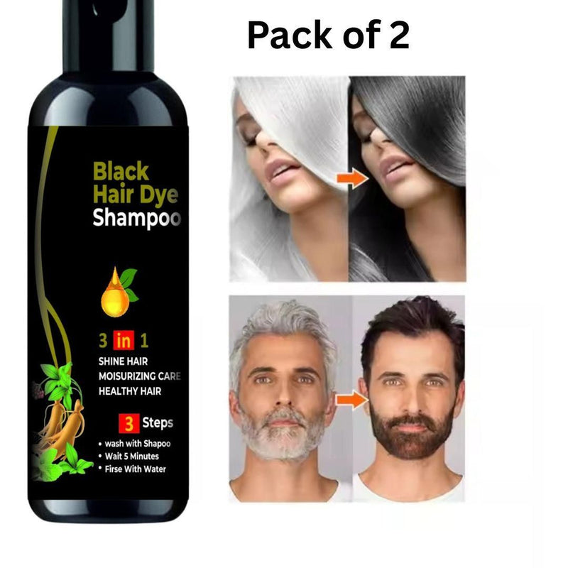 Unisex Instant Black Herbal Hair Dye Shampoo for Grey Hair Coverage Shampoo 3 in 1(100ml) Pack Of 2