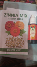 ZINNIA seeds (100 seeds approx) with Free Plant Growth Booster and Supplement Vol. 30ml (Pack of 2)
