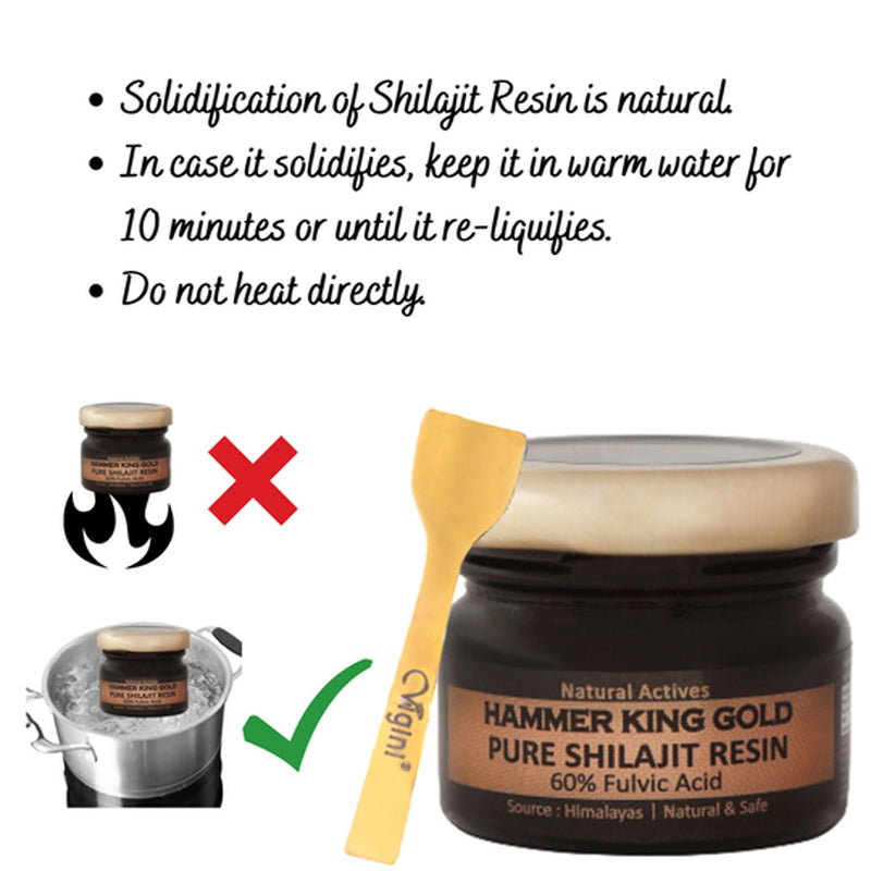 Vigini Natural Hammer King Gold Pure Original Himalayan Shilajit Resin 60% Fulvic Acid Straight Stamina Testosterone Power Booster For Men-50ml