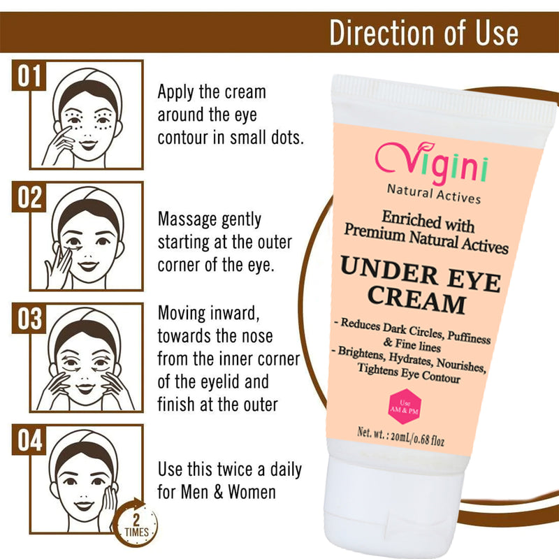 Vigini Natural Under Eye Dark Circles Anti Wrinkles & Puffiness Gel Cream - 20 ml