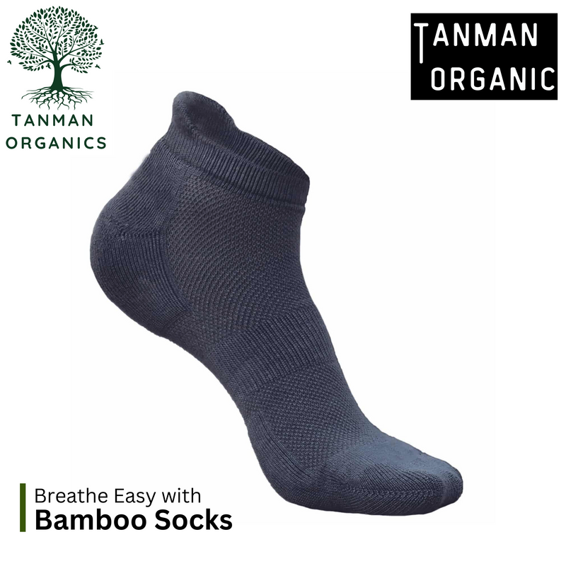 Tanman Organics Bamboo Fiber Unisex Ankle Socks (Odour Free) - Steel Grey