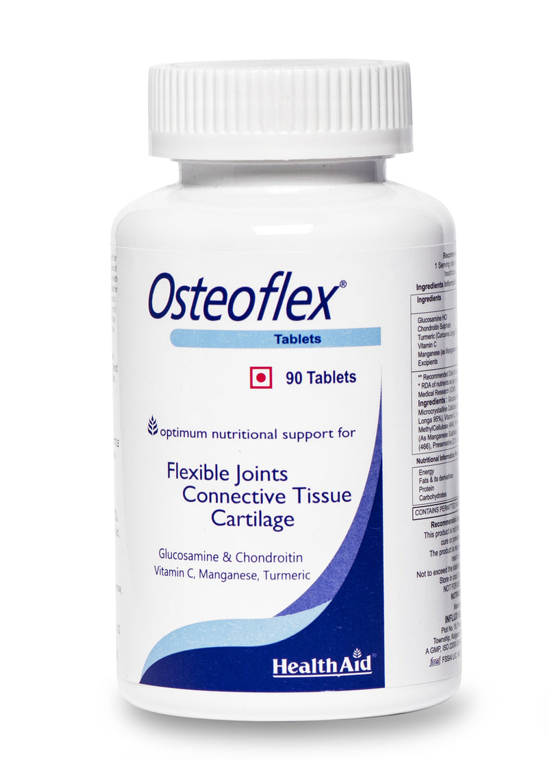 HealthAid I Osteoflex I Glucosamine HCI I Chondroitin Sulphate I Turmeric I Hyaluronic Acid I Vitamin C I Manganese I 90 Tablets