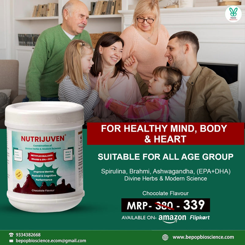 Nutrijuven-A Complete Nutrition I Divine Hearbs I Whey I Casin protein I Milk Protien I EPA I DHA I Methylcobalamin I Brahmi I Ashwagandha I Spirulina I Multinminerals I Multivitamins I 200gm