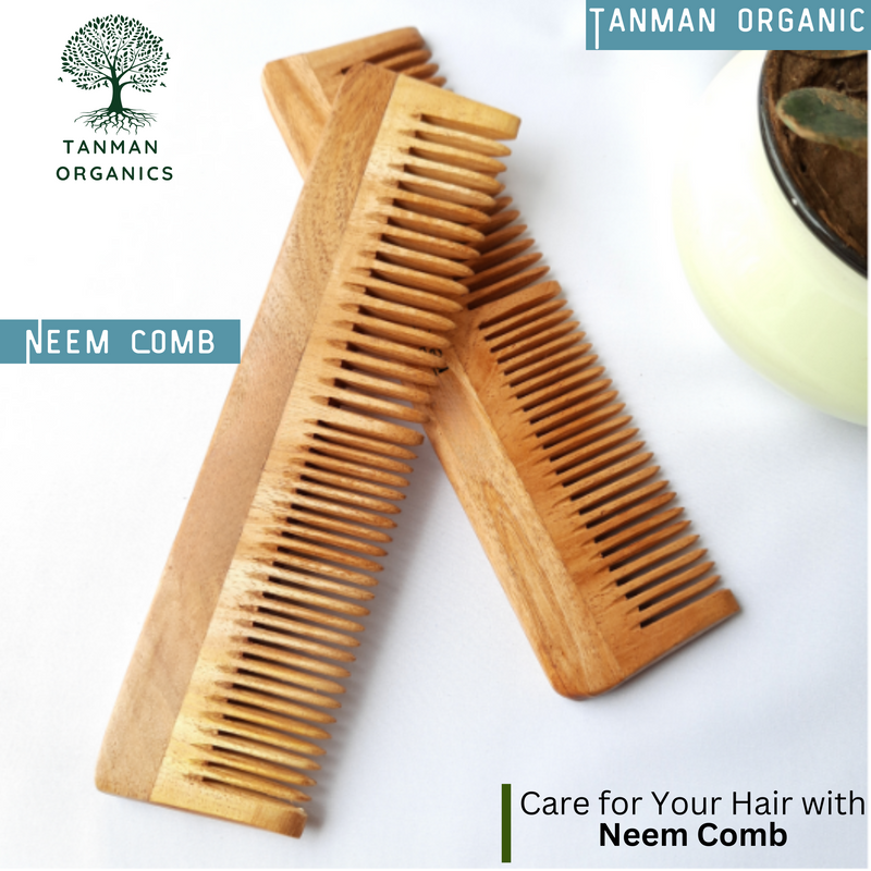 Tanman Organics Pure Kacchi Neem Wood Comb Pack Combo -02  (Pack of 2)