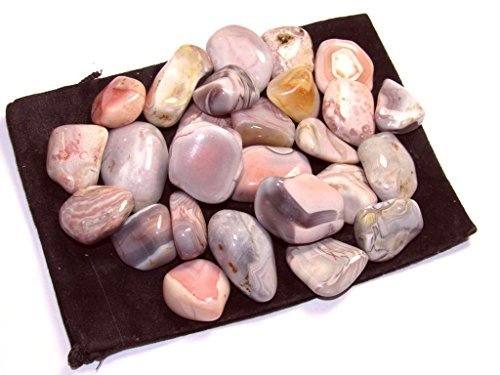 Zentron Crystal Collection: 1 lb Tumbled Pink Botswana Agate in Velvet Bag