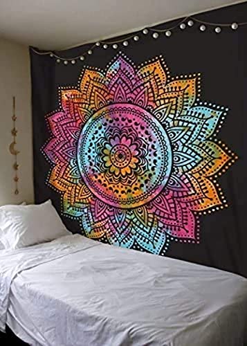 NOKHWAL Tapestry Wall Hanging Bedsheet Mandala Tapestry Handmade Printed Design Cotton Wall Hanging Tapestry Wall Hanging Wall Décor Poster (B)