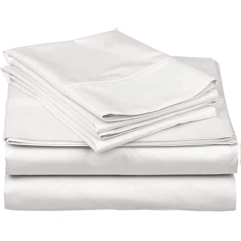 600 Thread Count 100% Long Staple Soft Cotton, 4 Piece Sheets Set, Full Size,Smooth & Soft Sateen Weave, Luxury Hotel Collection Bedding, White Solid