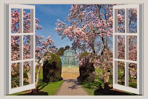 JVERF - JZZA21855 Germany Gardens Spring Flowering Trees Zoological| Self-Adhesive Open Window Wall Sticker