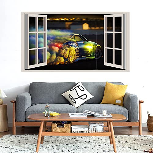 GADGETS WRAP Printed Wall Decal Sticker Fake Window Style Decal (90cm x 50cm) - Drift Smoke