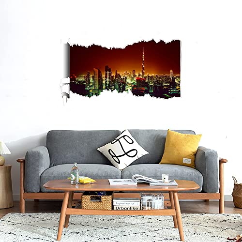 GADGETS WRAP Printed Wall Decal Sticker Scratched Paper Style Wall Decal (90cm x 50cm) - Dubai Night Time