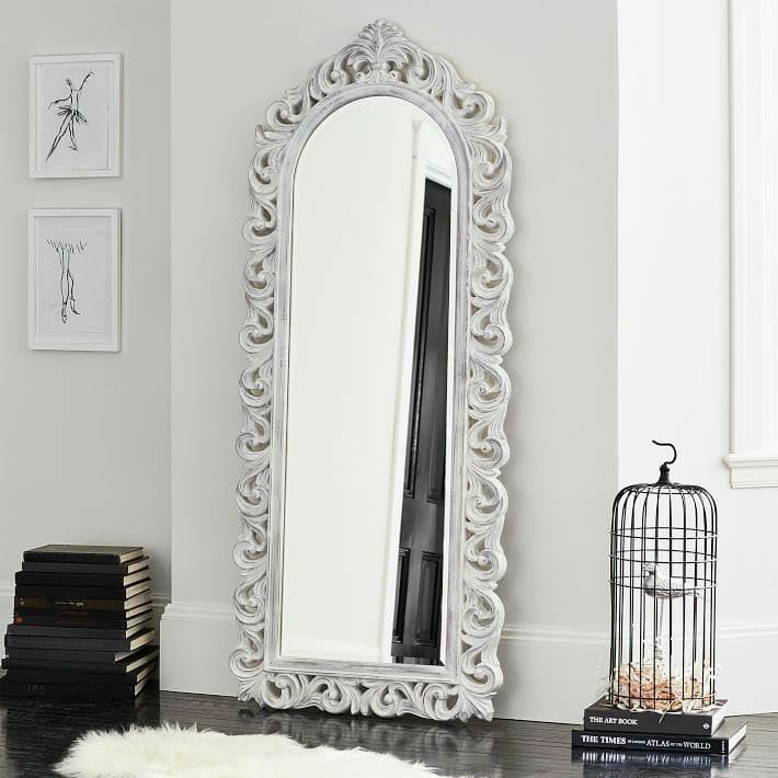 Wood Mirror Frame hend Carving White Antique Without Mirror Frame only siz 5/2 feet