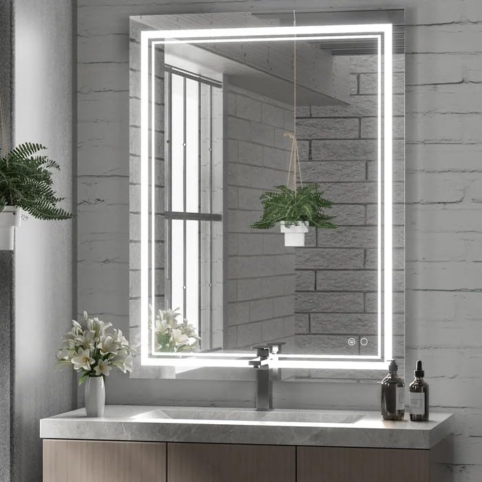 Bungalow Mercer LED Lighted Bathroom/Vanity Mirror with Triple Led Brightness Adjustable, Memory Function, Anti-Fog 18 x 24 Inch.