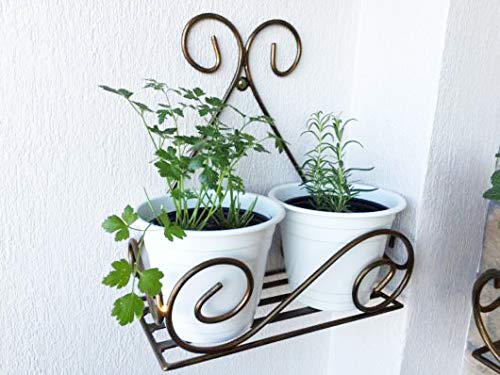 Dime Store Plant Stand Flower Pot Stand for Balcony Living Room Outdoor Indoor Plants Over The Balcony Grill Rack (Set of 4, Black)