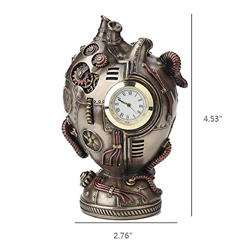 Veronese Design 4 1/2 Inch Steampunk Heart Clock Cold Cast Resin Antique Bronze Finish Statue Home Decor