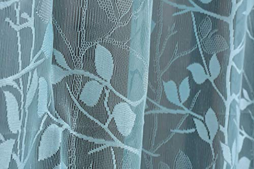 SB INDIA Polyresin Abstract Grommet Window Floral Curtain, 7 Feet, Sky Blue, Pack of 2