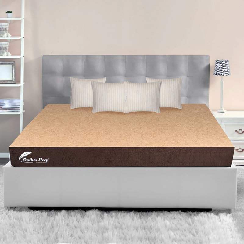 Feather Sleep Mattress 8 Years Warranty Orthopedic, 3 Layer,Memory Foam top High Resilience, Dual Sided High Density with Firm & Soft Sides(72x42x6) Double Bed Mattress