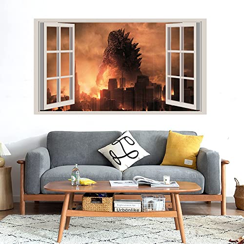 GADGETS WRAP Printed Wall Decal Sticker Fake Window Style Decal (90cm x 50cm) - Monster Back