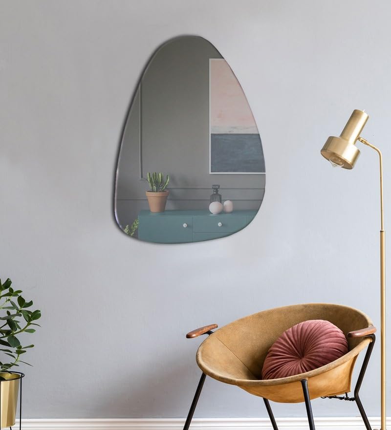 Venetian Design Extra Clear Egg Shaped Frameless Wall Mirror | 24 x 18 Inches | Mirror for Bathrooms