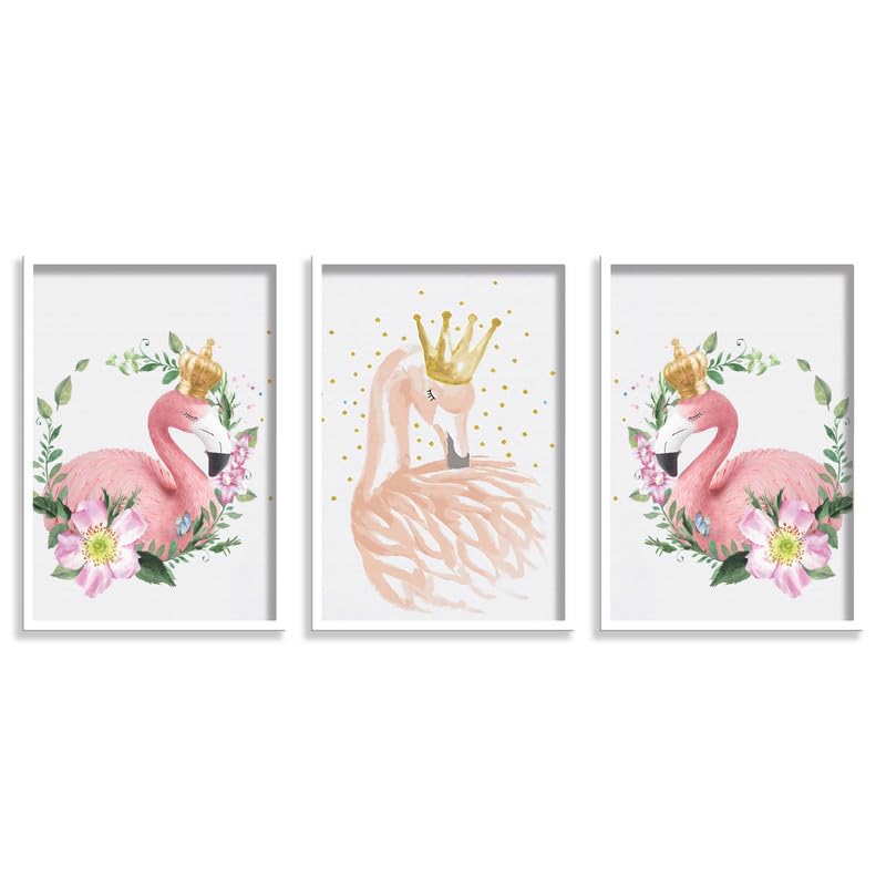 SAF paintings Set of 3 Flamingo Theme Wall Painting for Home Decoration SA-WHITEMX33500