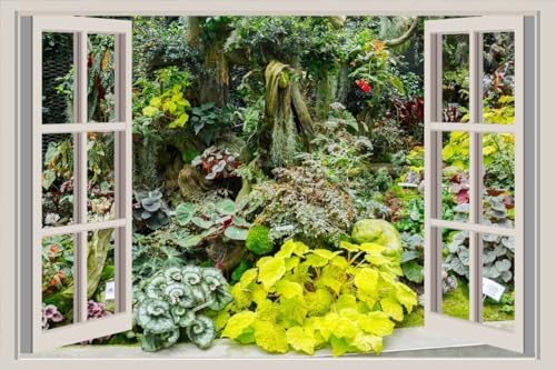 JVERF - JZZA28103 Singapore Gardens Coleus Caladium Gardens by The| Self-Adhesive Open Window Wall Sticker