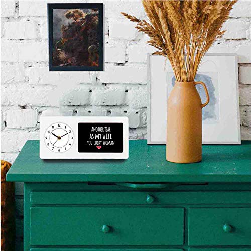 Designer Unicorn Desk/Shelf Clock with Attached Frame Another Year as My Wife, You Lucky Woman 9.5 * 4.5 inches