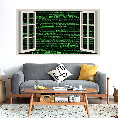 GADGETS WRAP Printed Wall Decal Sticker Fake Window Style Decal (90cm x 50cm) - The Hacker