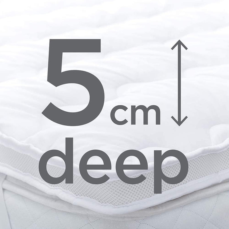 Indian Decor. 80243 Microfiber Mattress Topper 2 inch Super Soft Heavy Fill Single Box Stitched and Elasticated Corner Straps Mattress Topper, Polyester, White, Single 3FT X 6FT