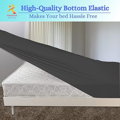 1 Pc Fitted Sheet King Dark Grey 1000 Thread Count Egyptian Cotton Hotel Quality All Round Elastic Fitted Sheet, Soft Deep Pocket up to 16 inch, Shrinkage & Fade Resistant Bottom Sheet